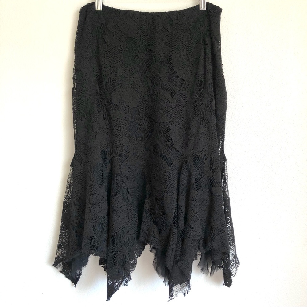 Ralph Lauren Black Label Floral Lace Handkerchief Hem Skirt Size 10 - Picture 2 of 11